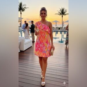 Vibrant One-Shoulder Floral Dress